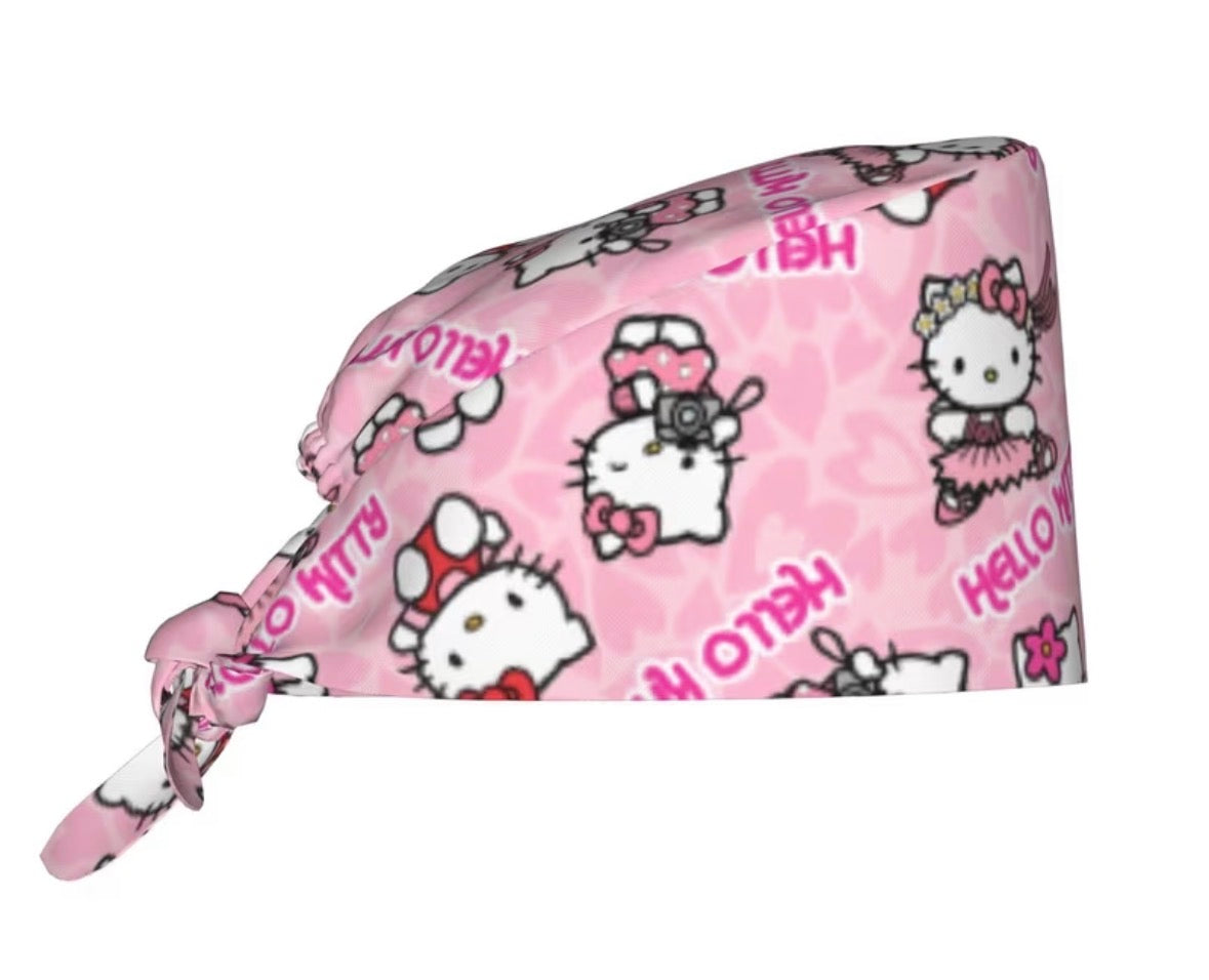 🎀💗 Pink Hello Kitty Scrub Cap + Badge Reel Set