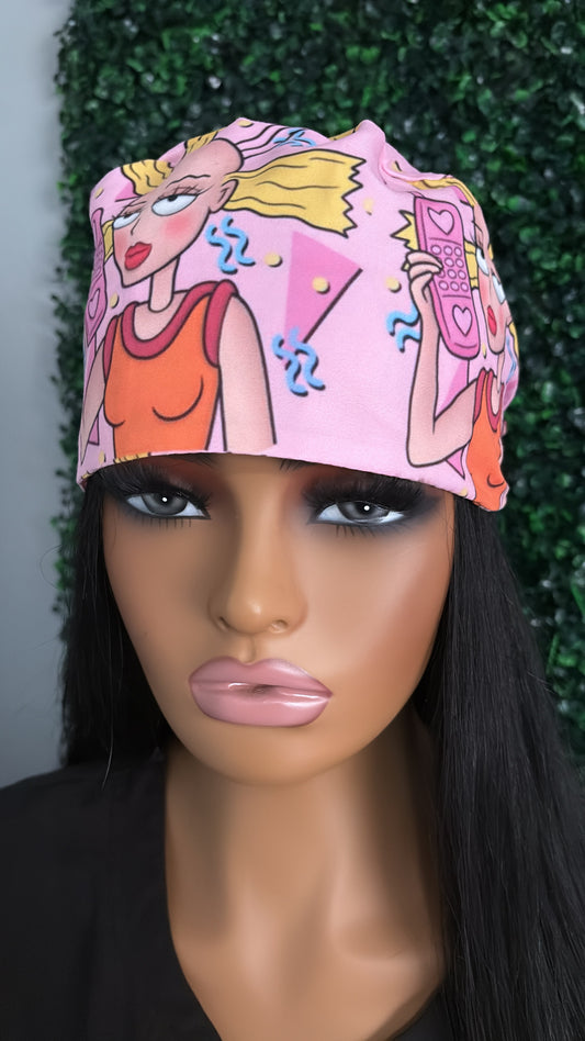 Pink Nostalgia Scrub Cap | Football Head Inspired