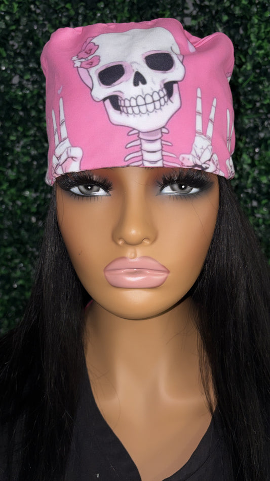 💀💗 Pink Skeleton Scrub Cap