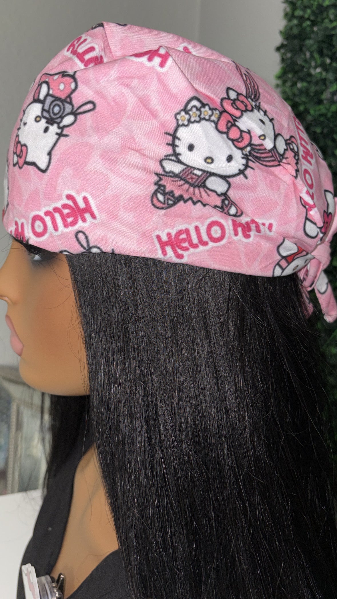 🎀💗 Pink Hello Kitty Scrub Cap + Badge Reel Set