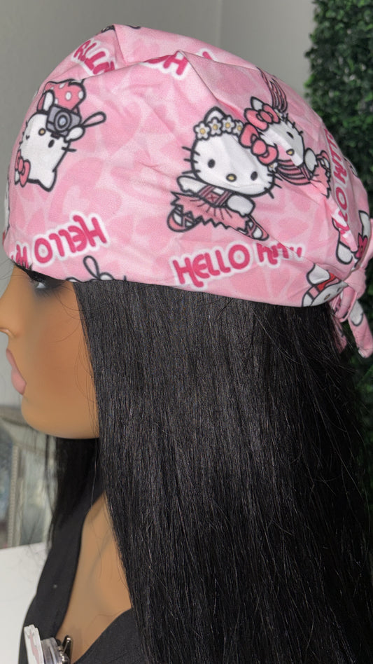 🎀💗 Pink Hello Kitty Scrub Cap + Badge Reel Set